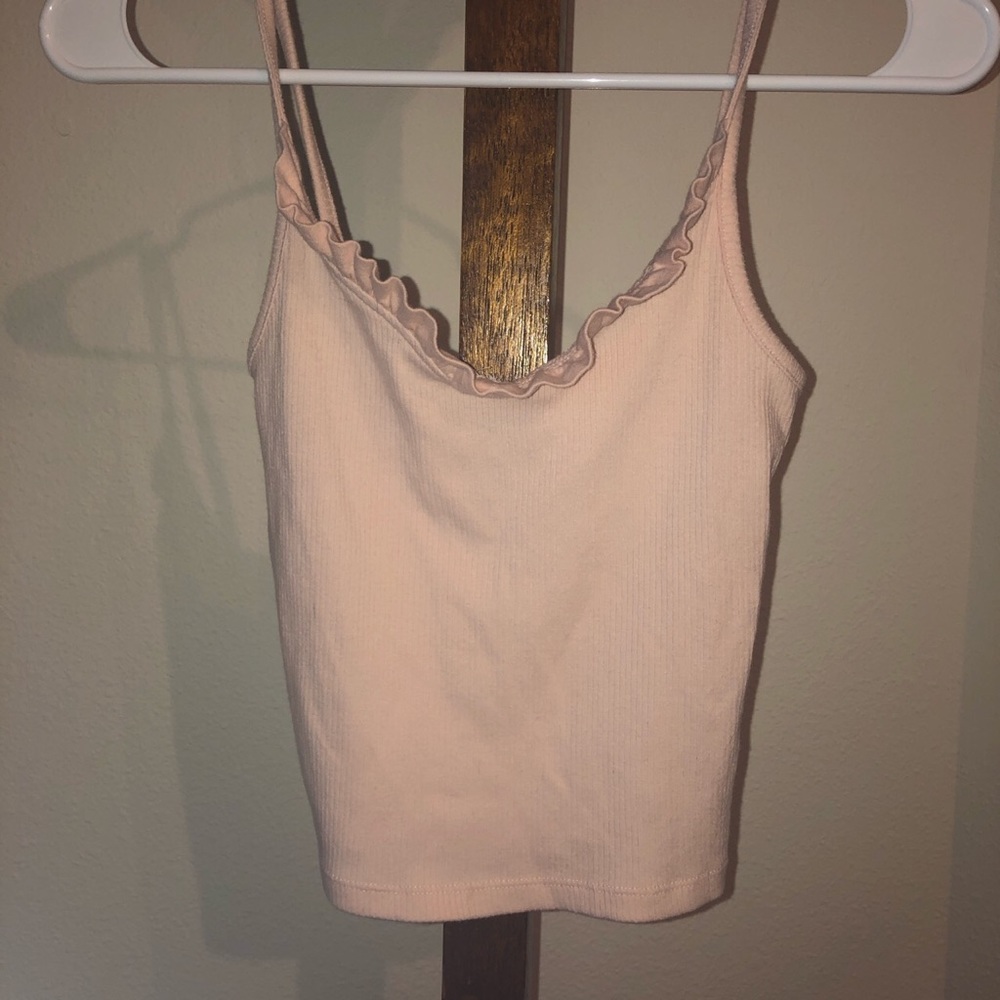 Pink cropped ruffle tank